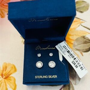 Mia Sarine Silver Earrings Duo with Cubic Zirconia